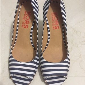 Michael Kors Women's Blue, White Striped Heels